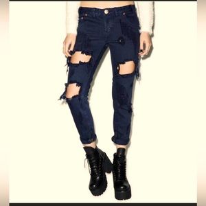One Teaspoon Trashed Freebird Jeans Black